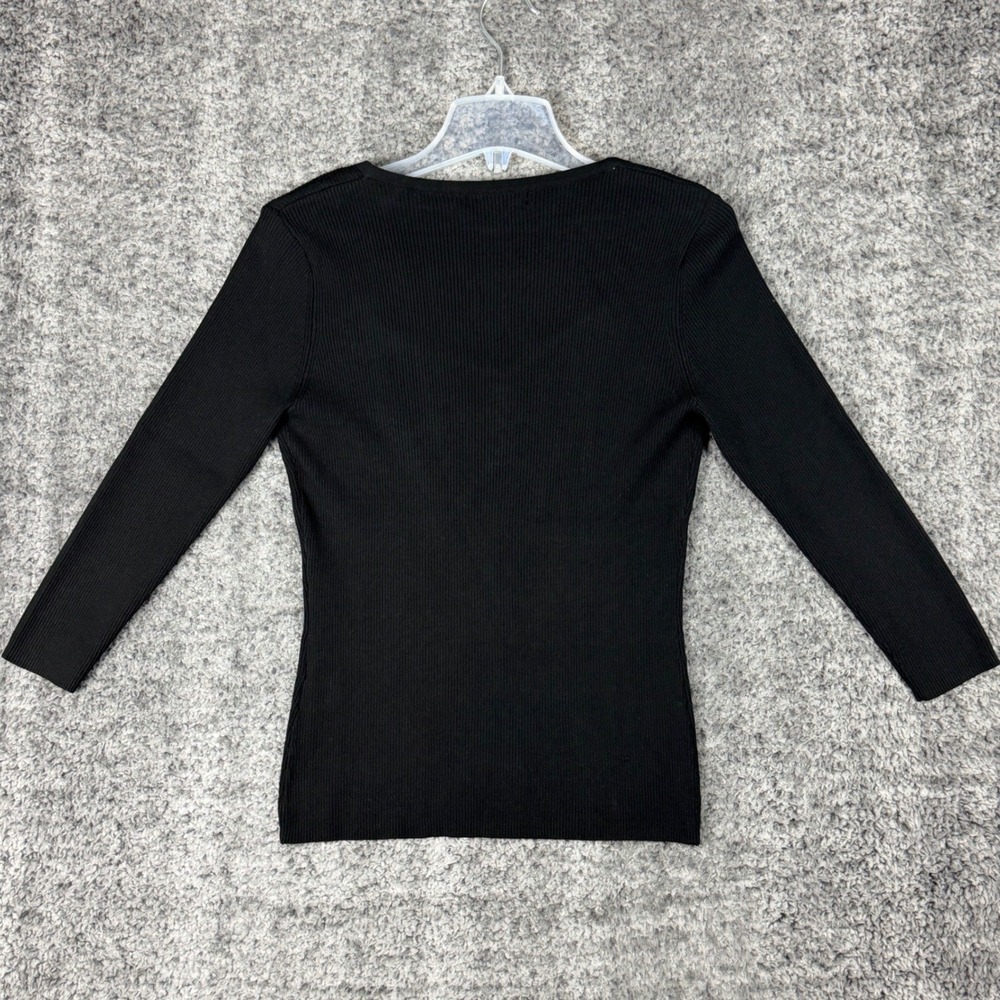 NEW August Silk Women's M Black Ribbed Cardigan Leopard Print Lace Up 2-in-1 Top - Picture 8 of 15